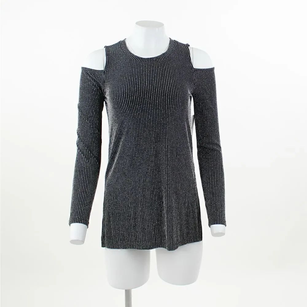 Michael Michael Kors Cold Shoulder Long Sleeve Sparkle Blouse